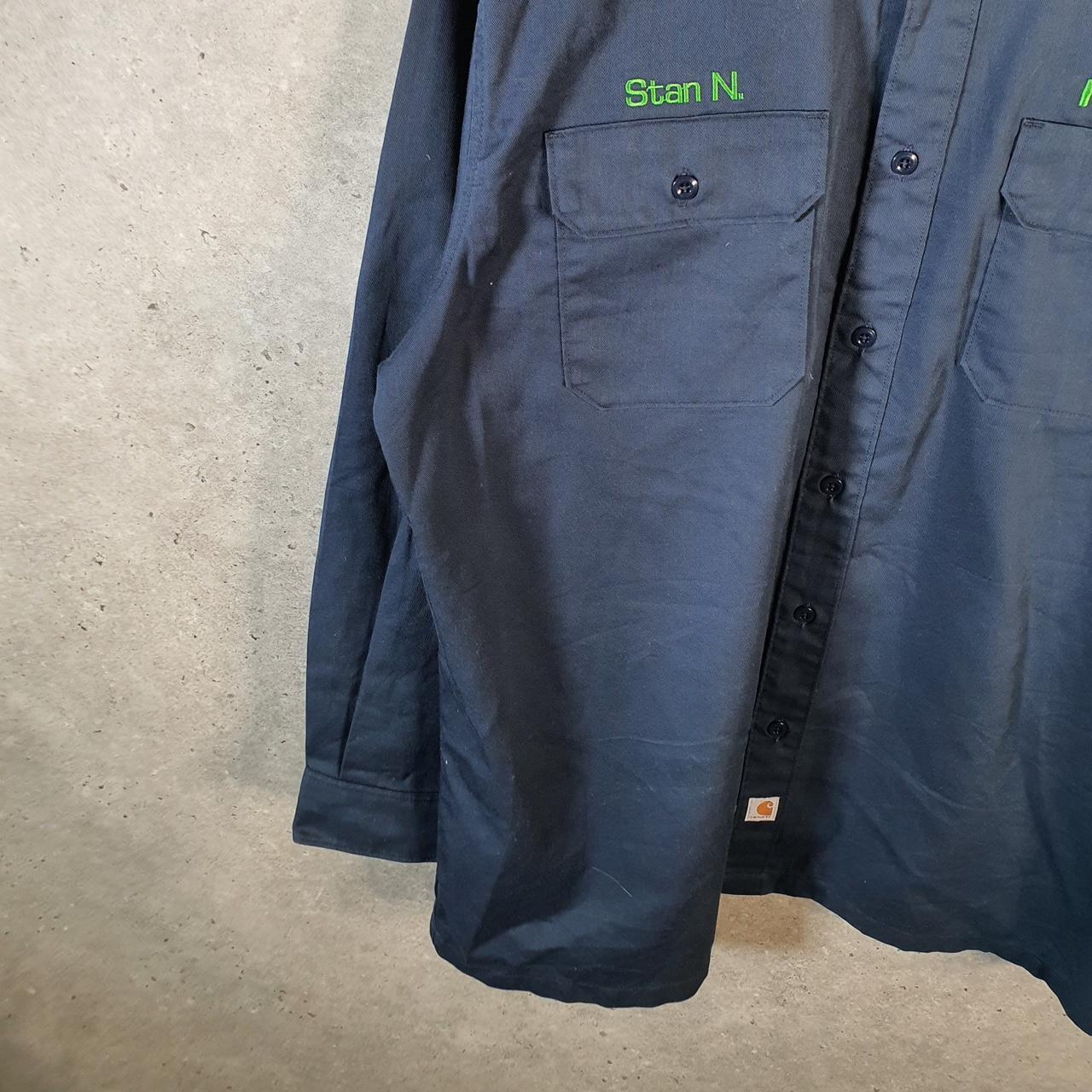 Vintage Carhartt Shirt Button Down Mens XL Navy Blue Long Sleeve Relaxed Fit