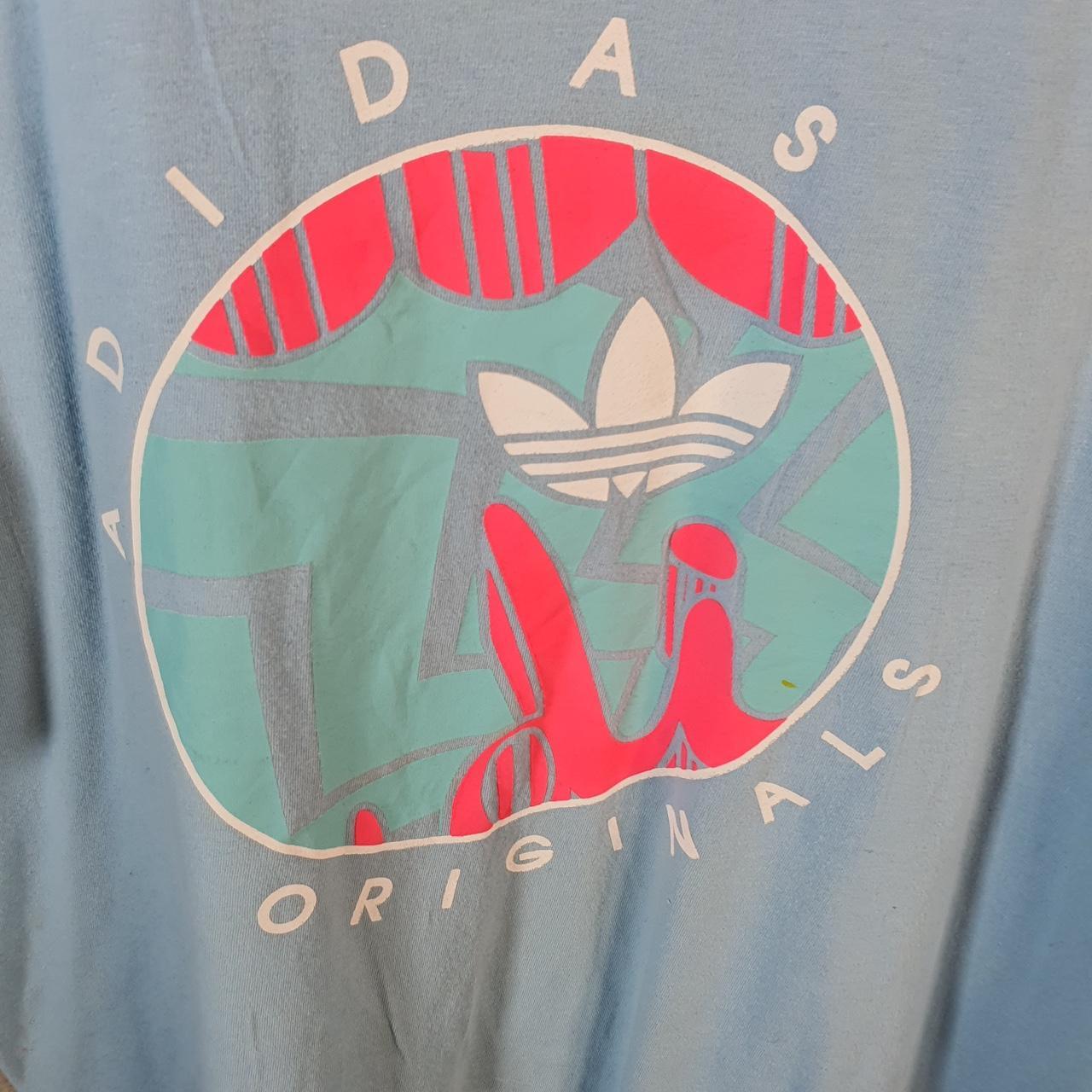 Vintage Adidas Originals Trefoil Spellout T Shirt Shirt Men’s Medium Blue Logo Athletic C9745