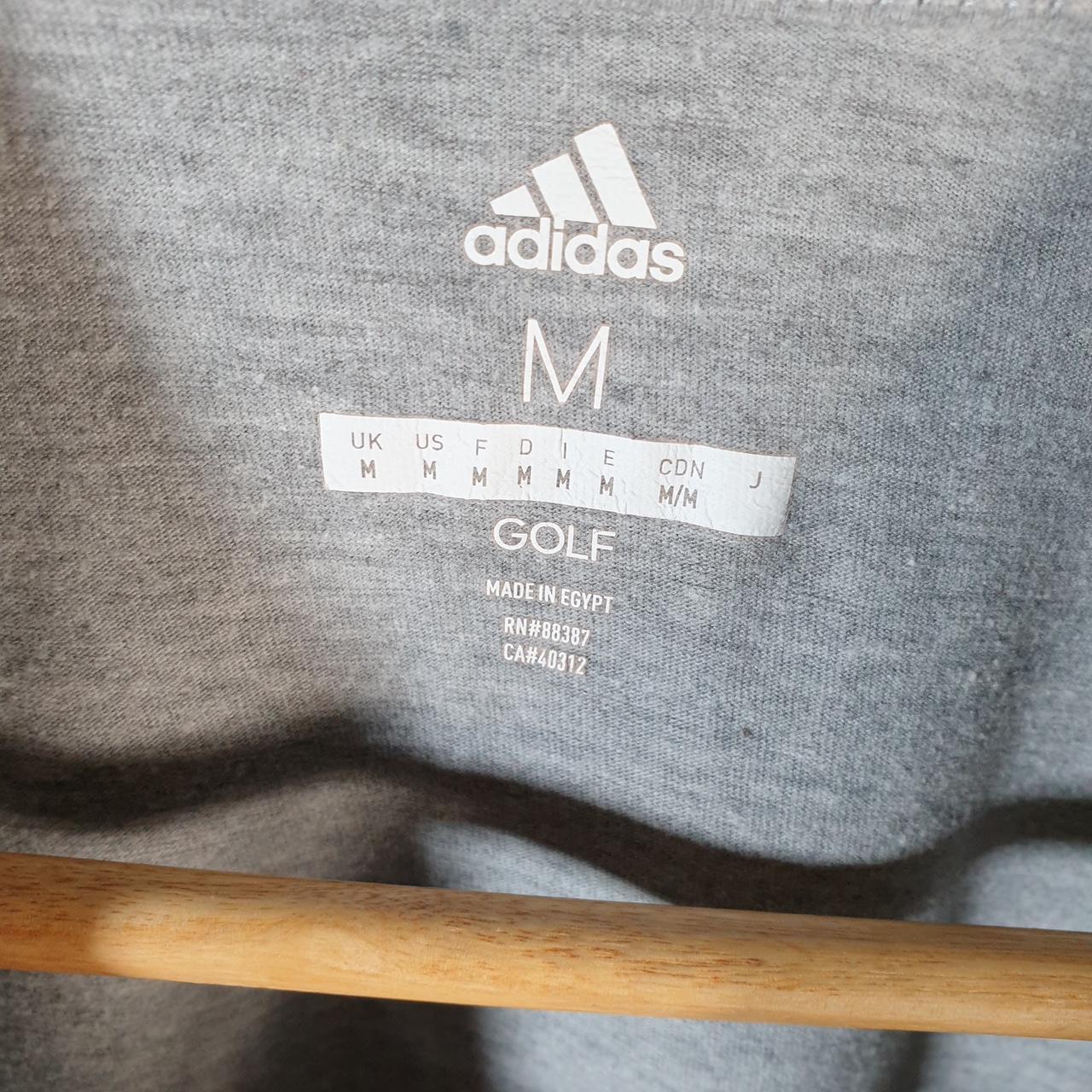 Vintage Adidas Golf Spellout T Shirt Men’s Medium Grey Three Stripes Logo Athletic