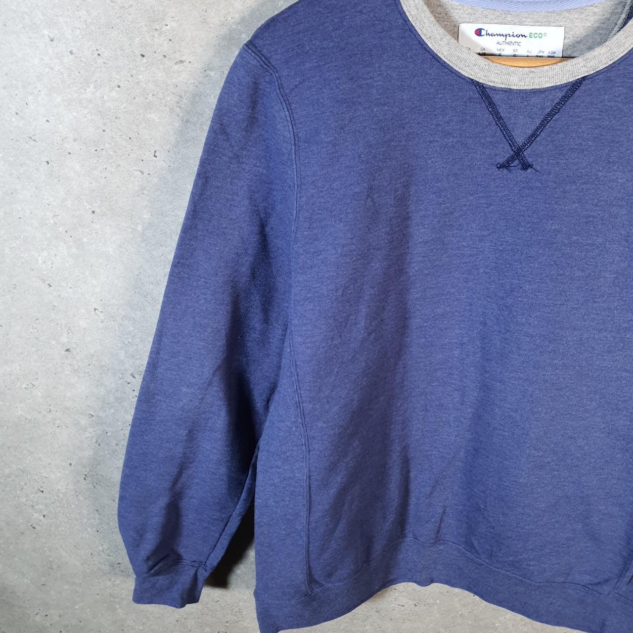 Vintage Champion Sweatshirt Womens Large Blue USA Pullover Spellout Logo