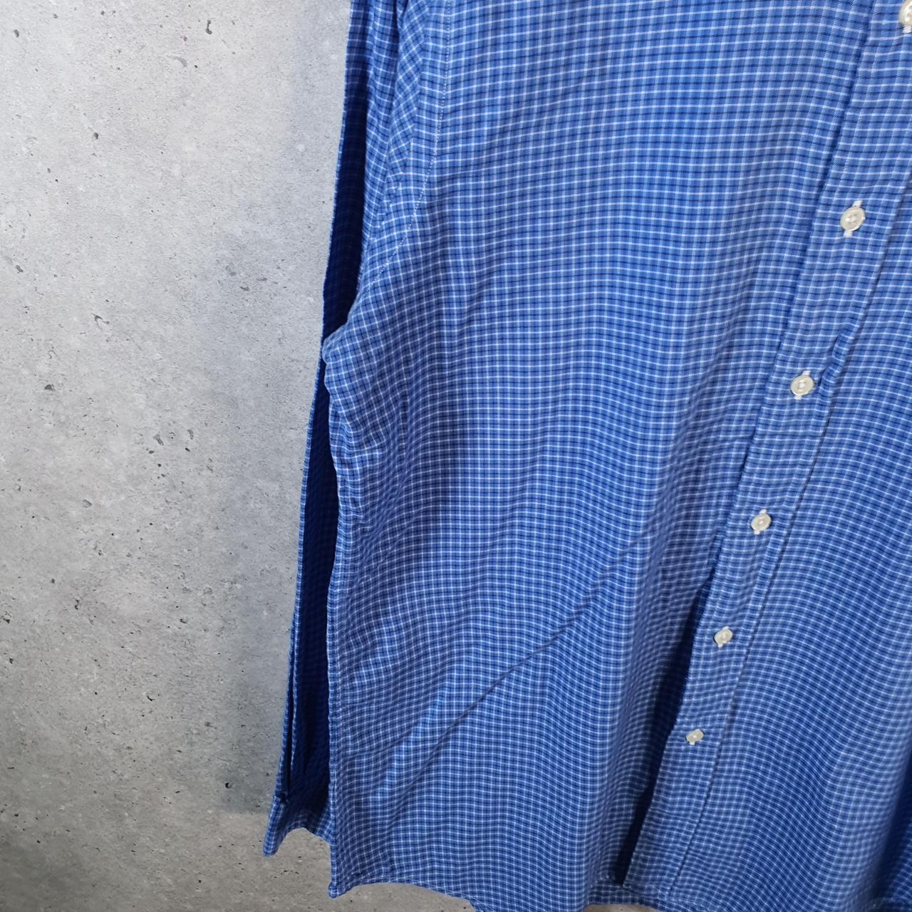 Vintage Ralph Lauren Button Down Shirt Mens Medium Blue Checkered Cotton Pony