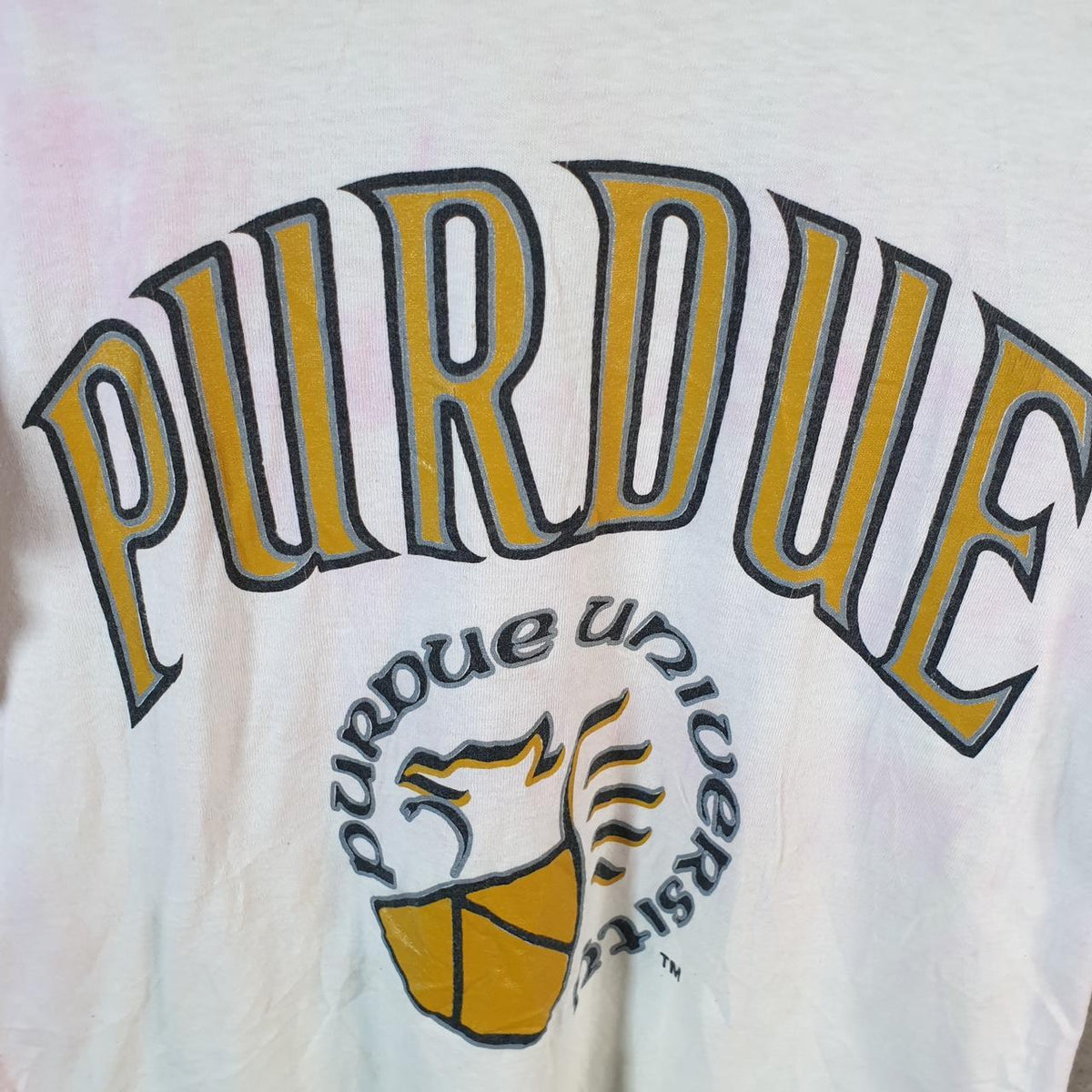 Vintage Fruit of the Loom Purdue University 90s USA Single Stitch T Shirt Men’s Medium Pink C8399