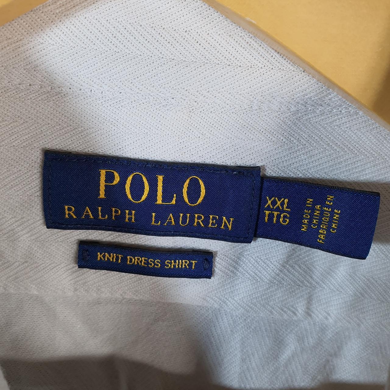 Vintage Ralph Lauren Button Down Shirt Men’s 2XL White Knit Dress Shirt Pony White Classic Fit