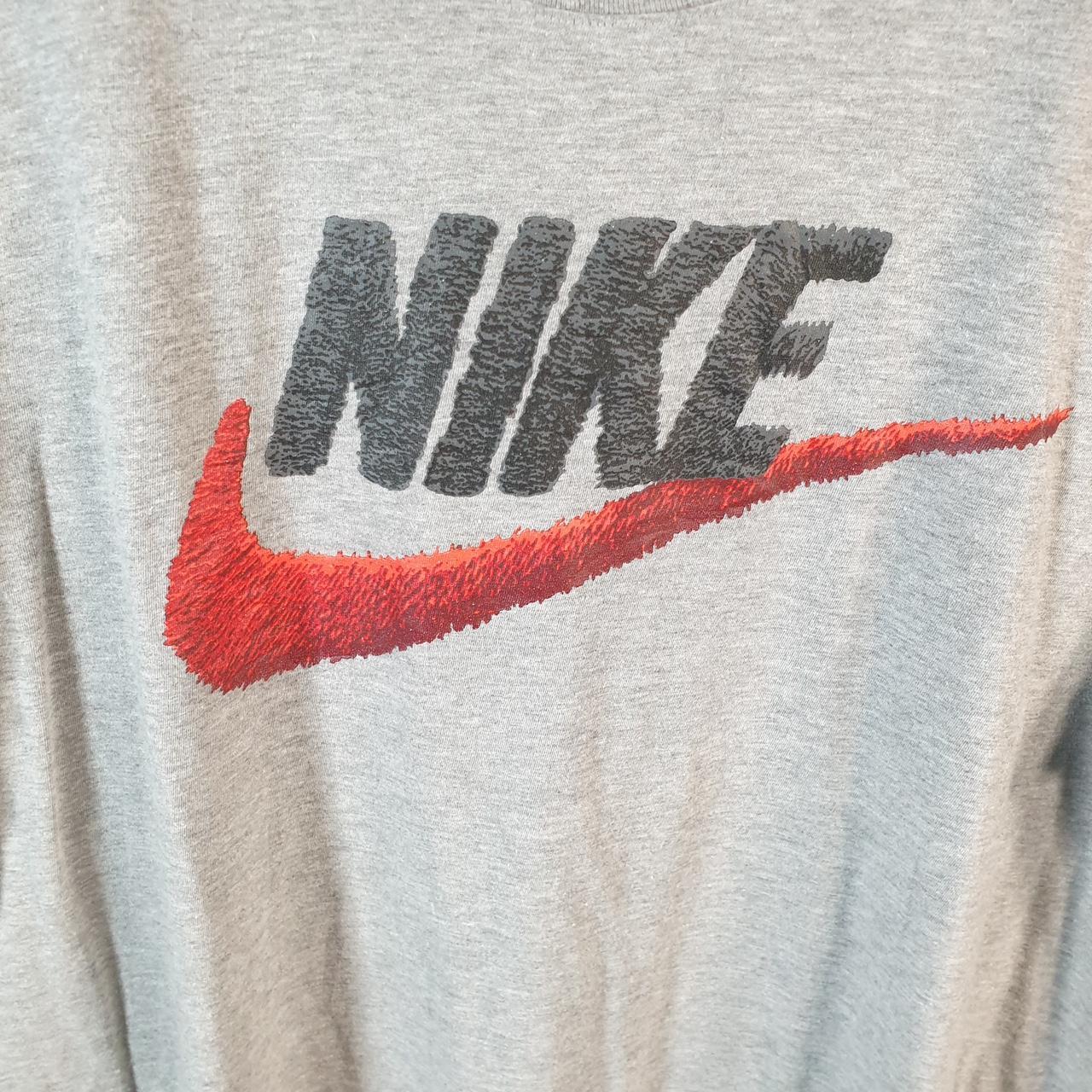 Vintage Nike T Shirt Men’s XL Grey Printed Single Swoosh Logo Athletic C8293