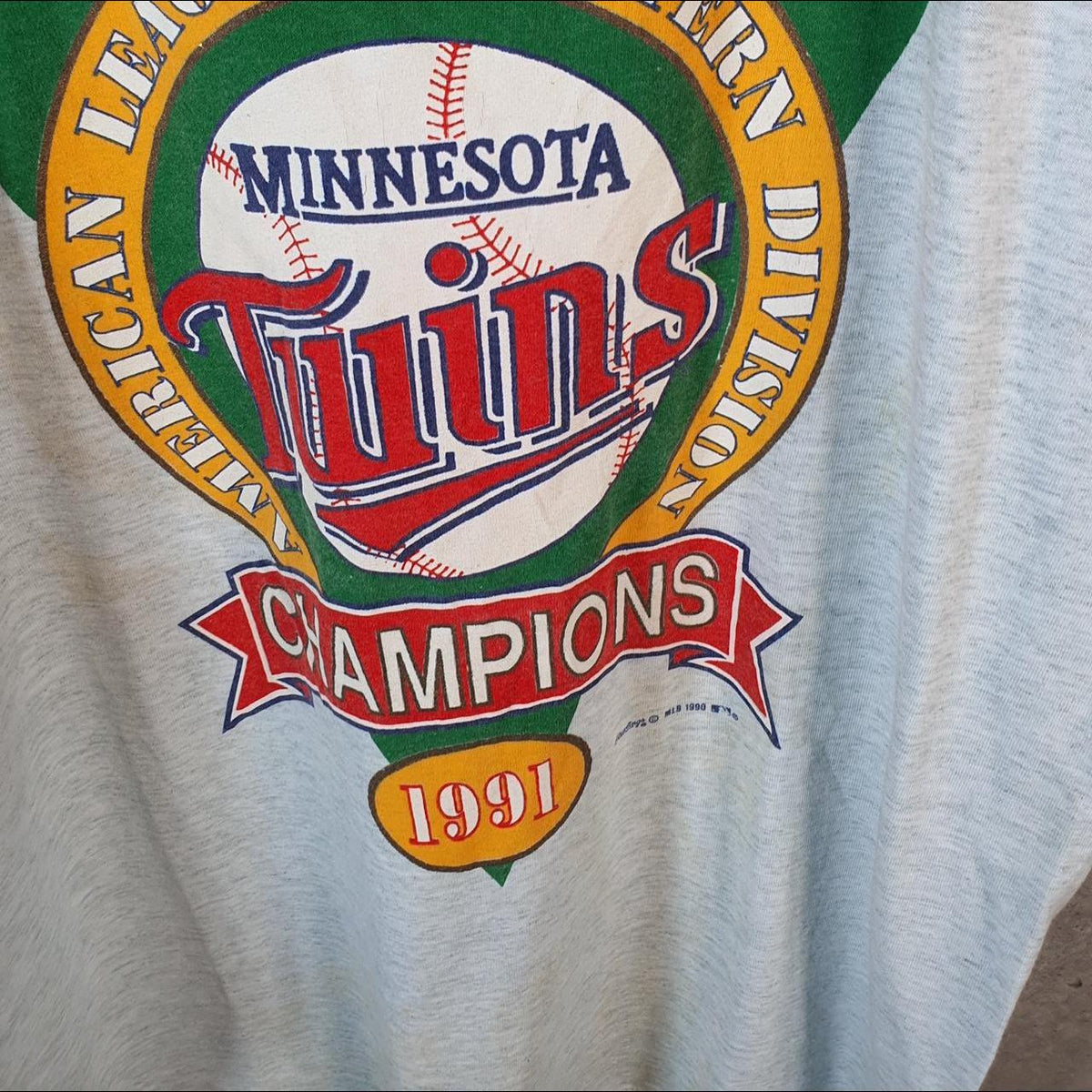 Vintage Screen Stars 1991 Minnesota Twins Baseball Single Stitch T Shirt Men’s Large Grey C9378