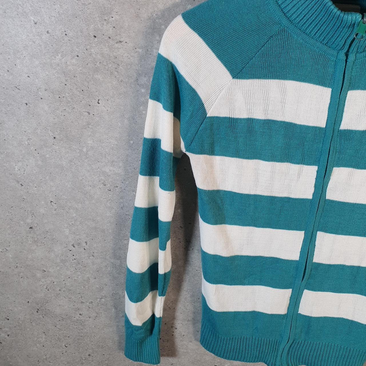 Vintage Lacoste Full Zip Knit Sweatshirt Womens XS Blue Logo Y2K Jumper Logo