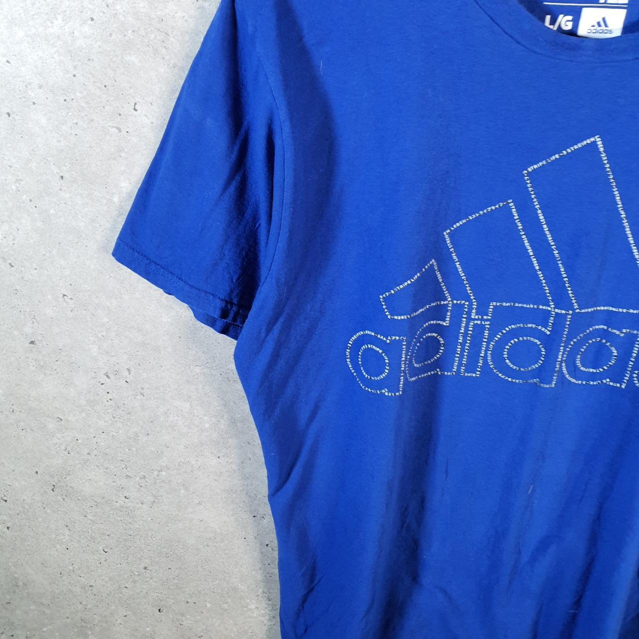Vintage Adidas Go To Tee T Shirt Men’s Large Blue Three Stripes Logo Athletic