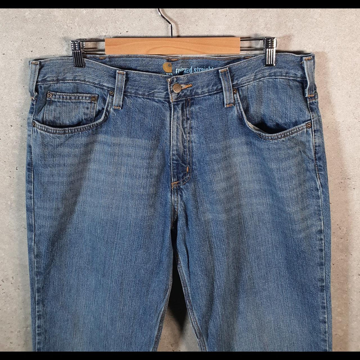 Vintage Carhartt Workwear Carpenter Jeans Mens W38 L32 Blue Denim Relaxed Fit USA