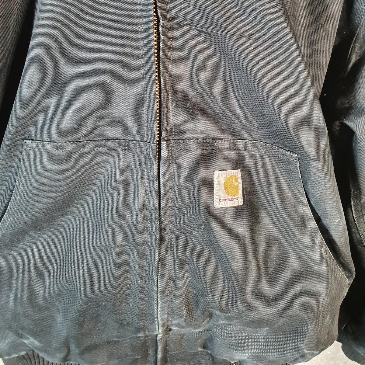 Vintage Carhartt Active Hooded Jacket Men’s Large Black Workwear Canvas USA G2123