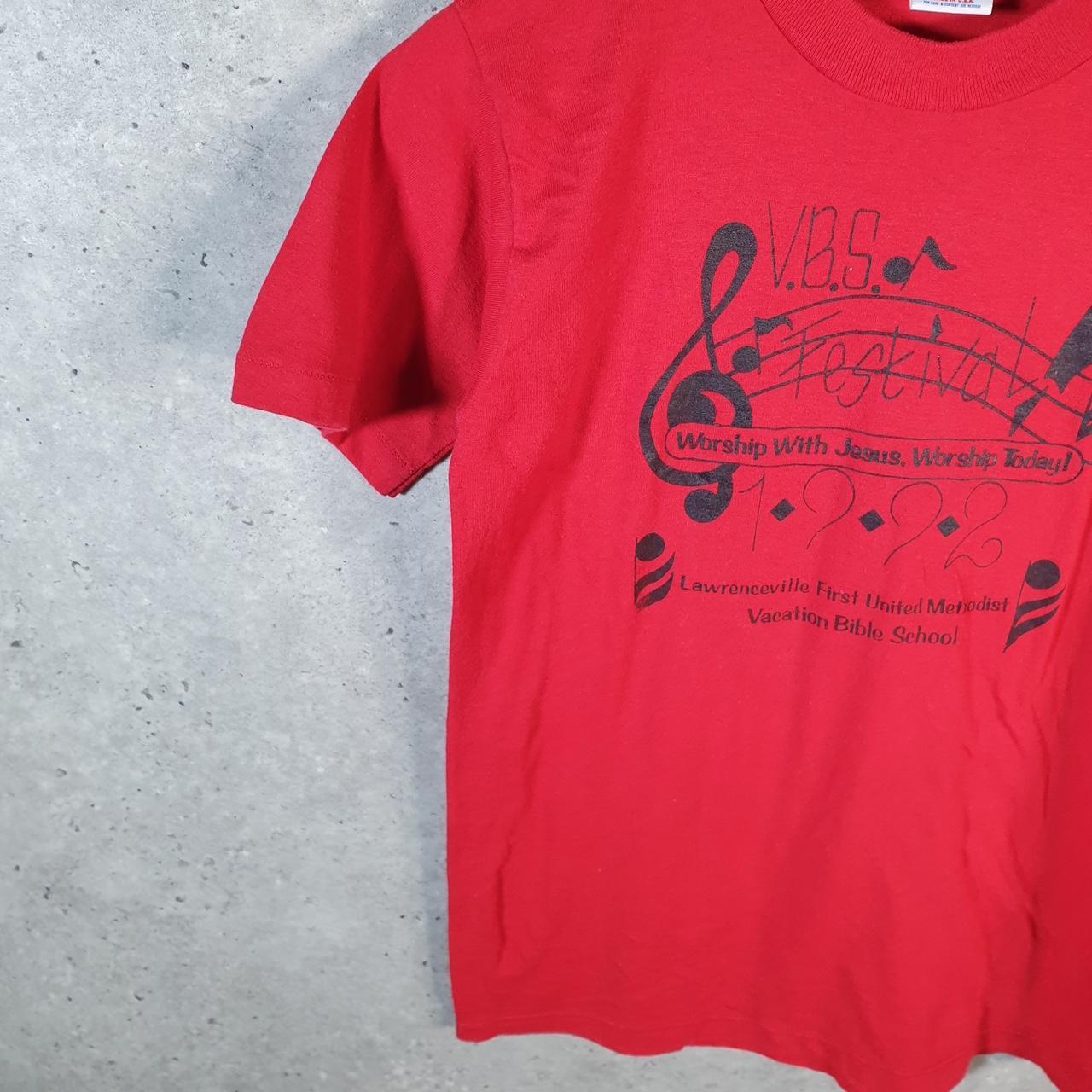 Vintage Jerzees Church Bible Methodist 90s USA Single Stitch T Shirt Men’s Small Red