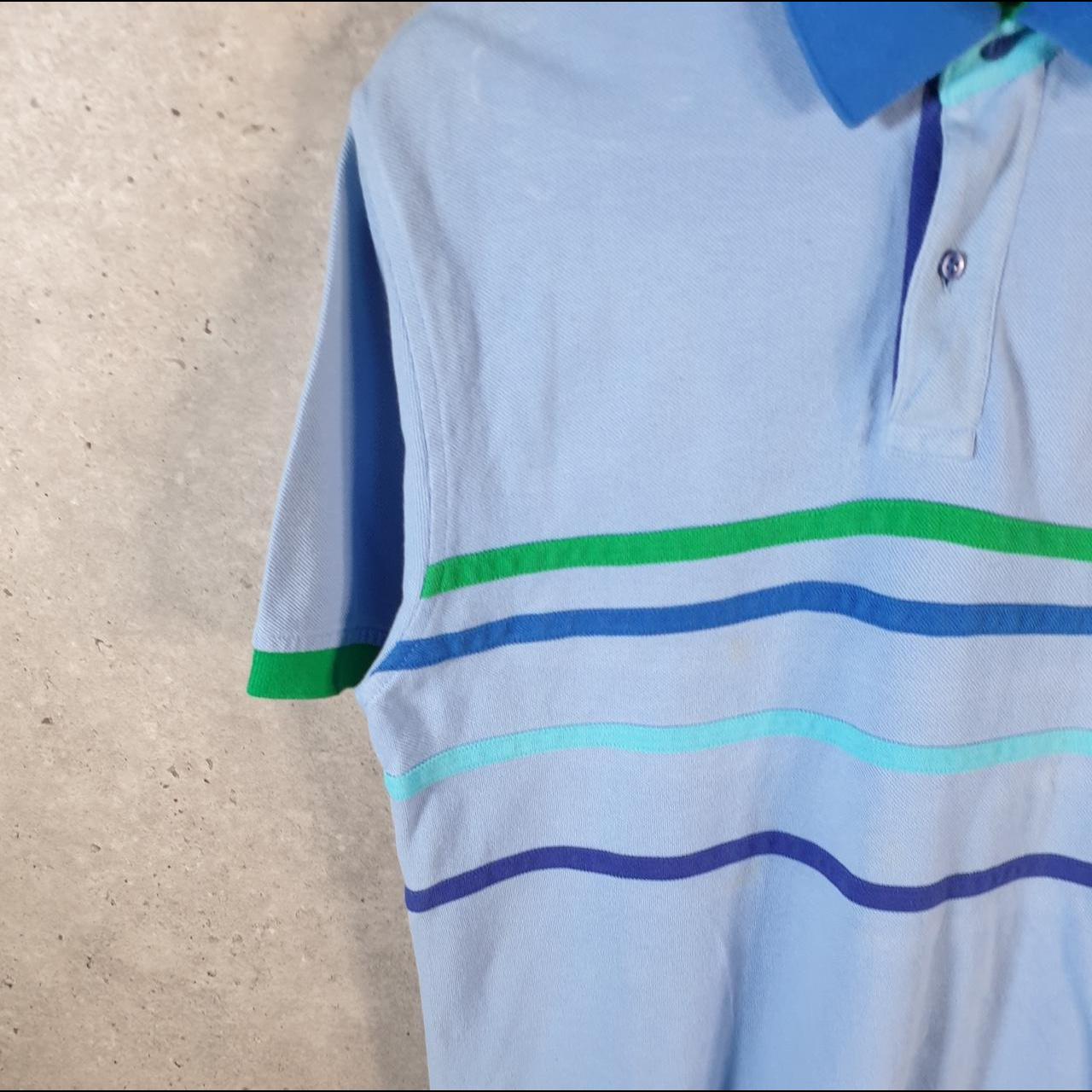 Vintage Tommy Hilfiger Polo Shirt Men’s Medium Blue Striped Custom Fit Embroidered Logo