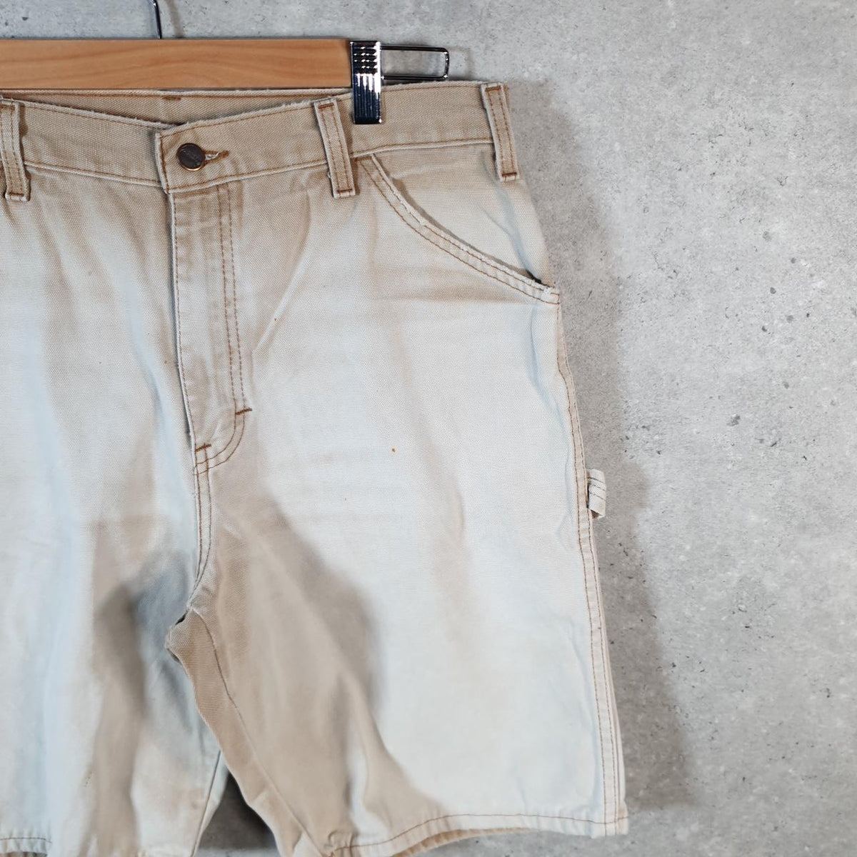 Vintage Dickies Baggy Carpenter Chino Shorts Jorts Cargo Mens W34 Brown Relaxed Fit
