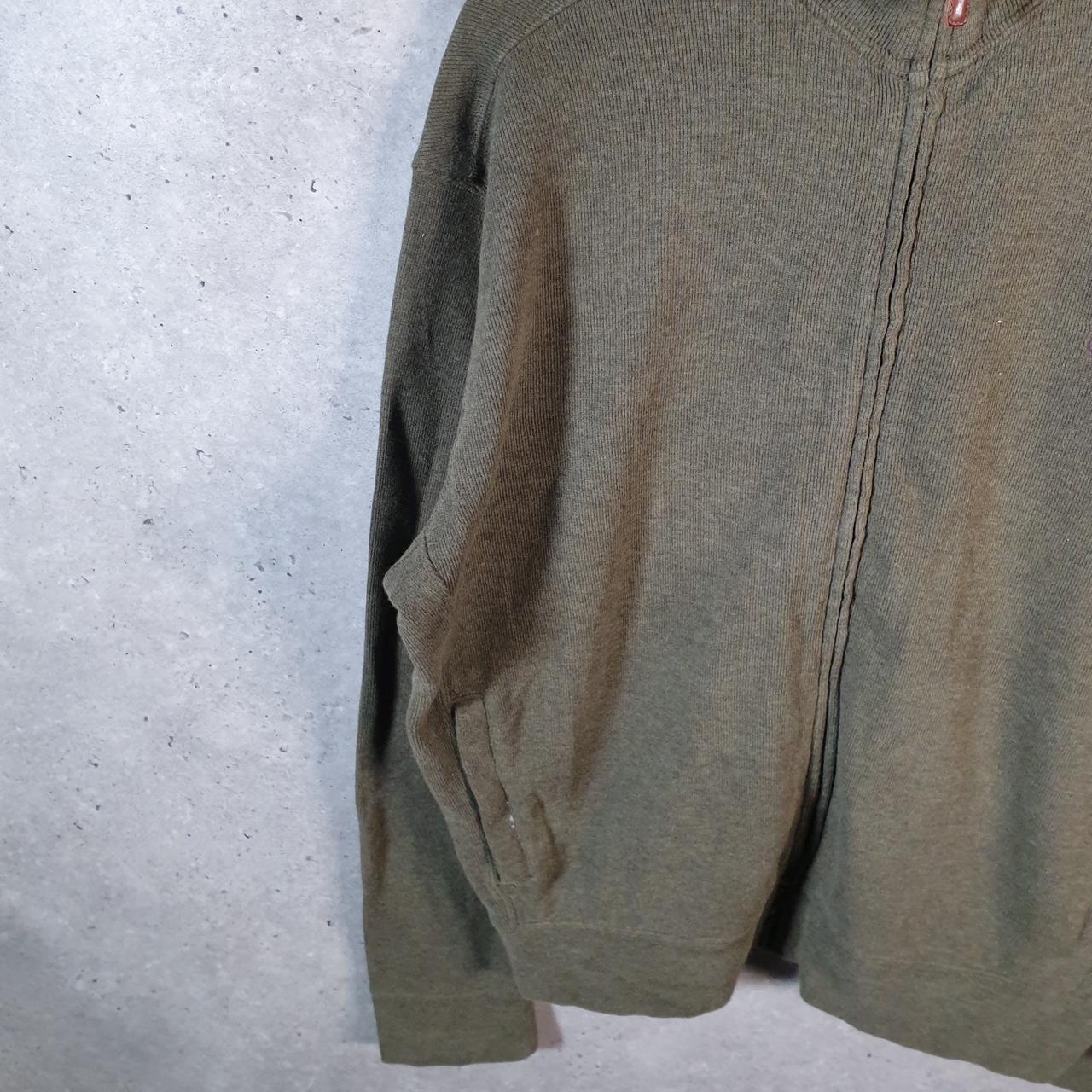 Vintage Ralph Lauren Polo Sweatshirt Men’s Large Khaki Green Cotton Full Zip Pony