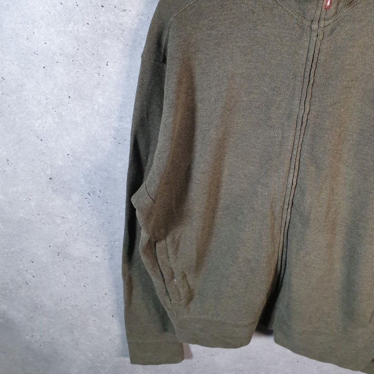 Vintage Ralph Lauren Polo Sweatshirt Men’s Large Khaki Green Cotton Full Zip Pony