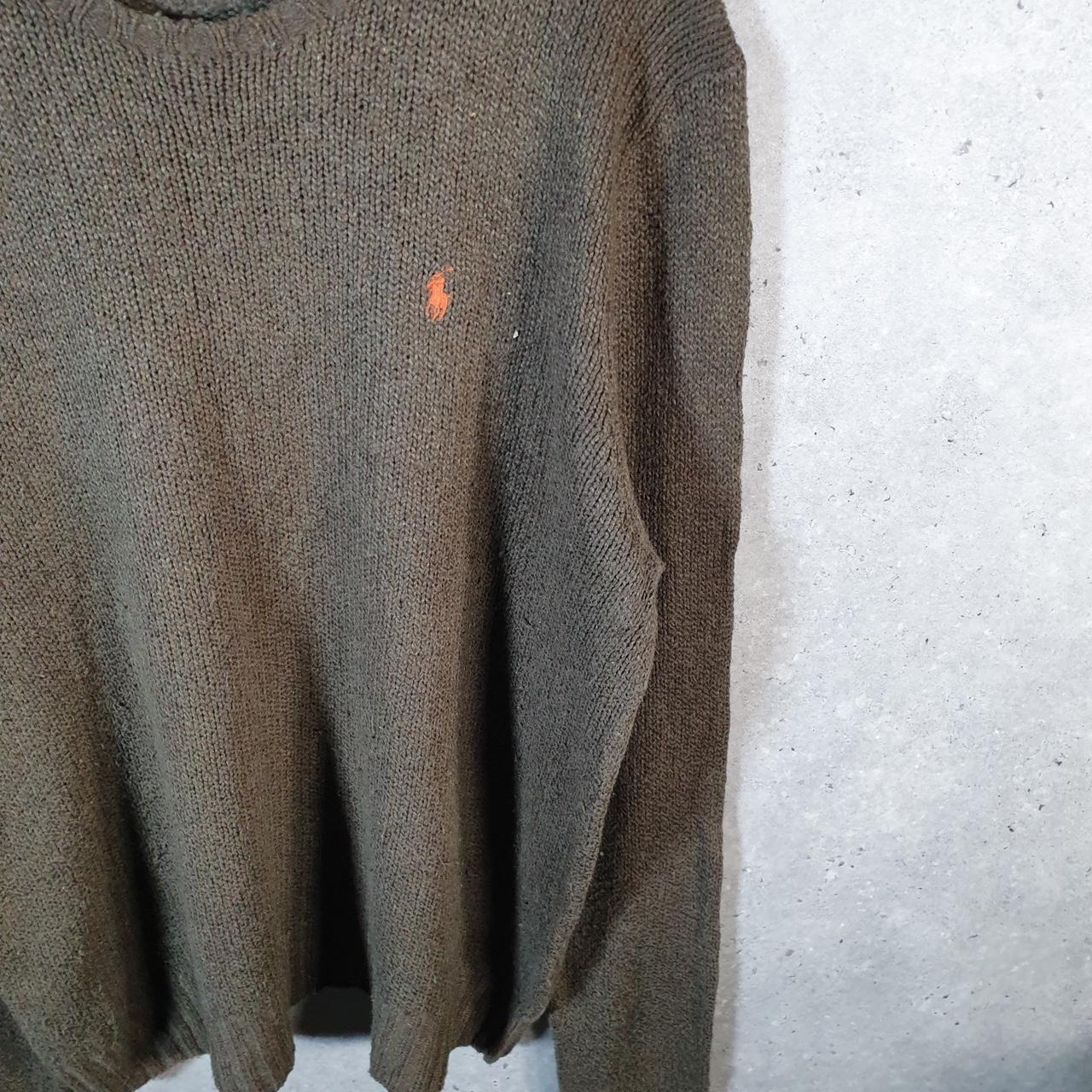 Vintage Ralph Lauren Polo Knit Sweatshirt Men’s XL Khaki Green Cotton Pullover Pony