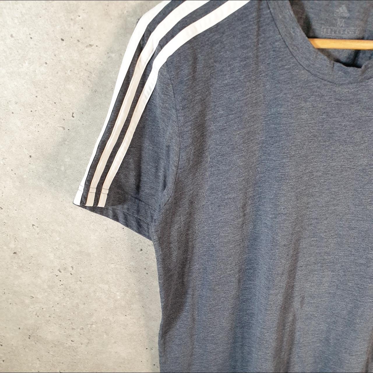 Vintage Adidas Spellout T Shirt Men’s Medium Grey Three Stripes Logo Athletic