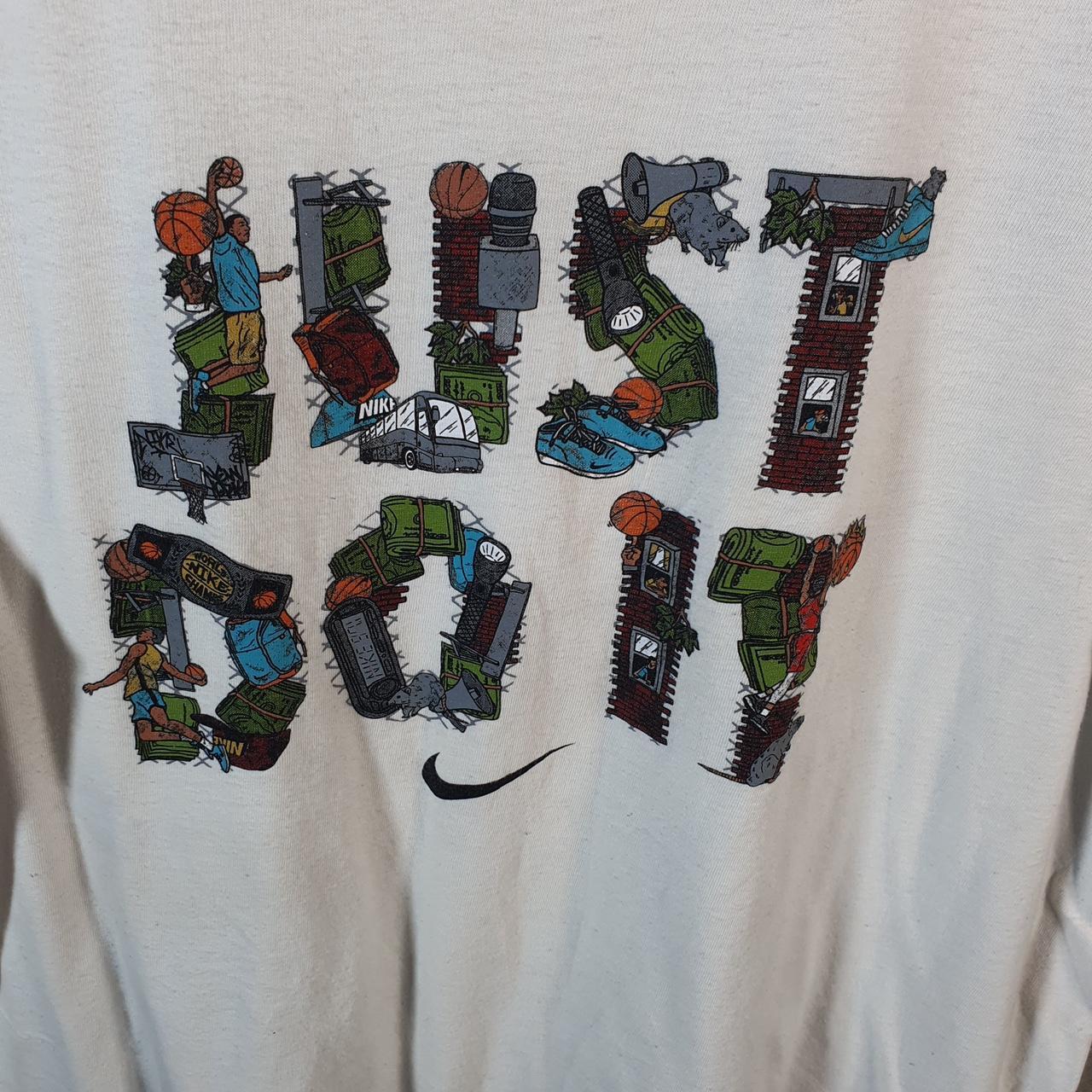 Vintage Nike Just Do It Spellout T Shirt Shirt Men’s Small White Swoosh Logo Athletic C9738