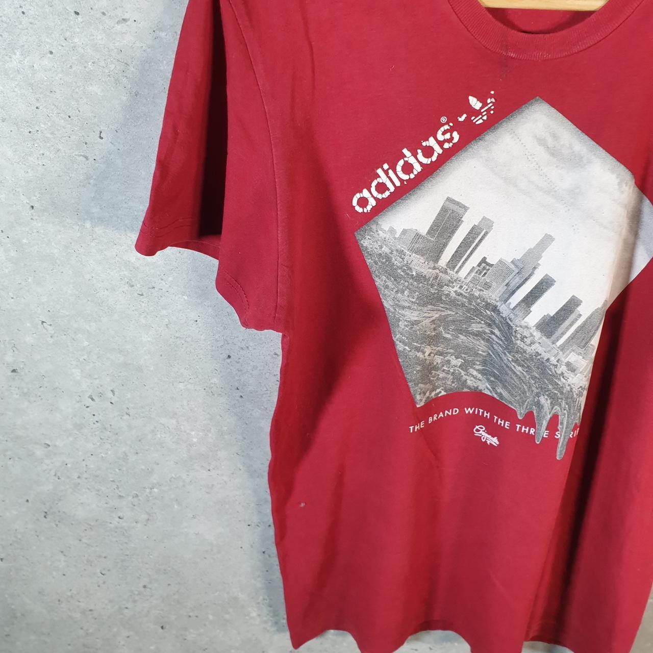 Vintage Adidas Trefoil T Shirt Men’s Medium Burgundy Red Spellout Logo Athletic