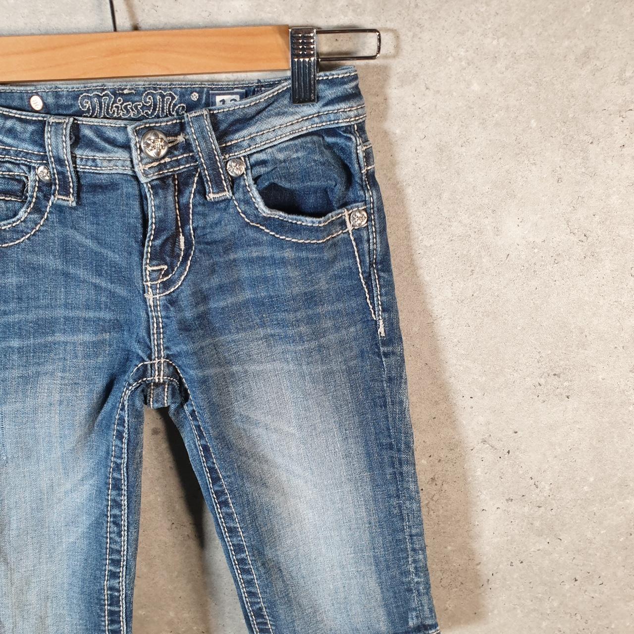 Vintage Miss Me Baggy Y2K Hip Hop Jeans Shorts Jorts Womens W24 Blue Denim Low Rise