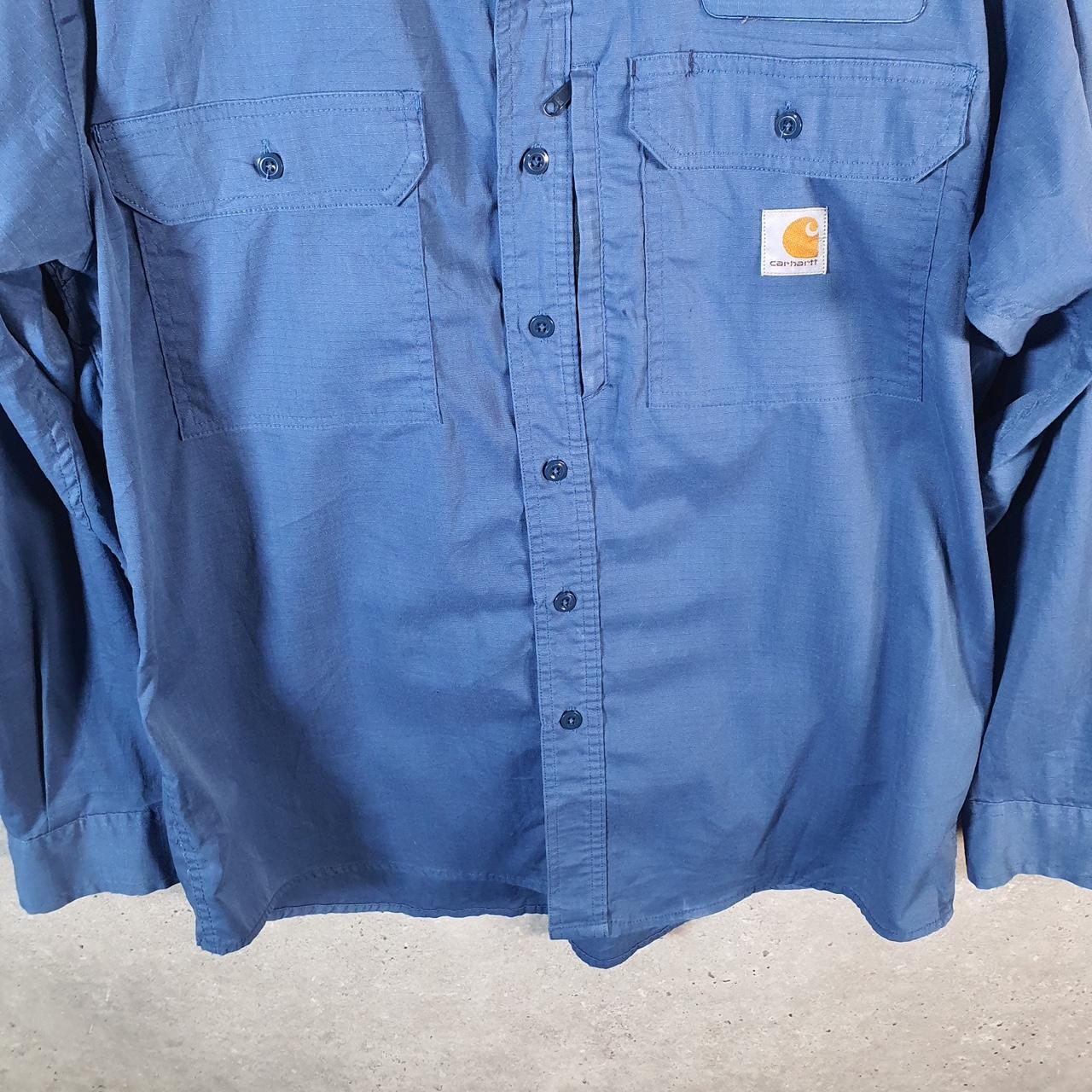 Vintage Carhartt Shirt Button Down Mens Large Blue Long Sleeve Chore Utility Relaxed Big Fish Vintage