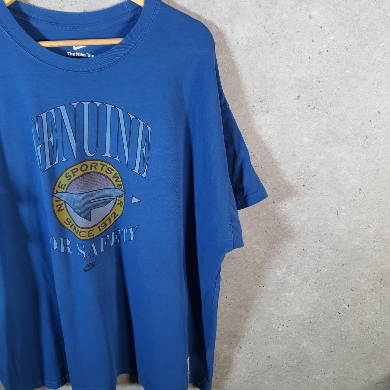 Vintage Nike Retro Badges T Shirt Men’s 2XL Blue Logo Swoosh Athletic