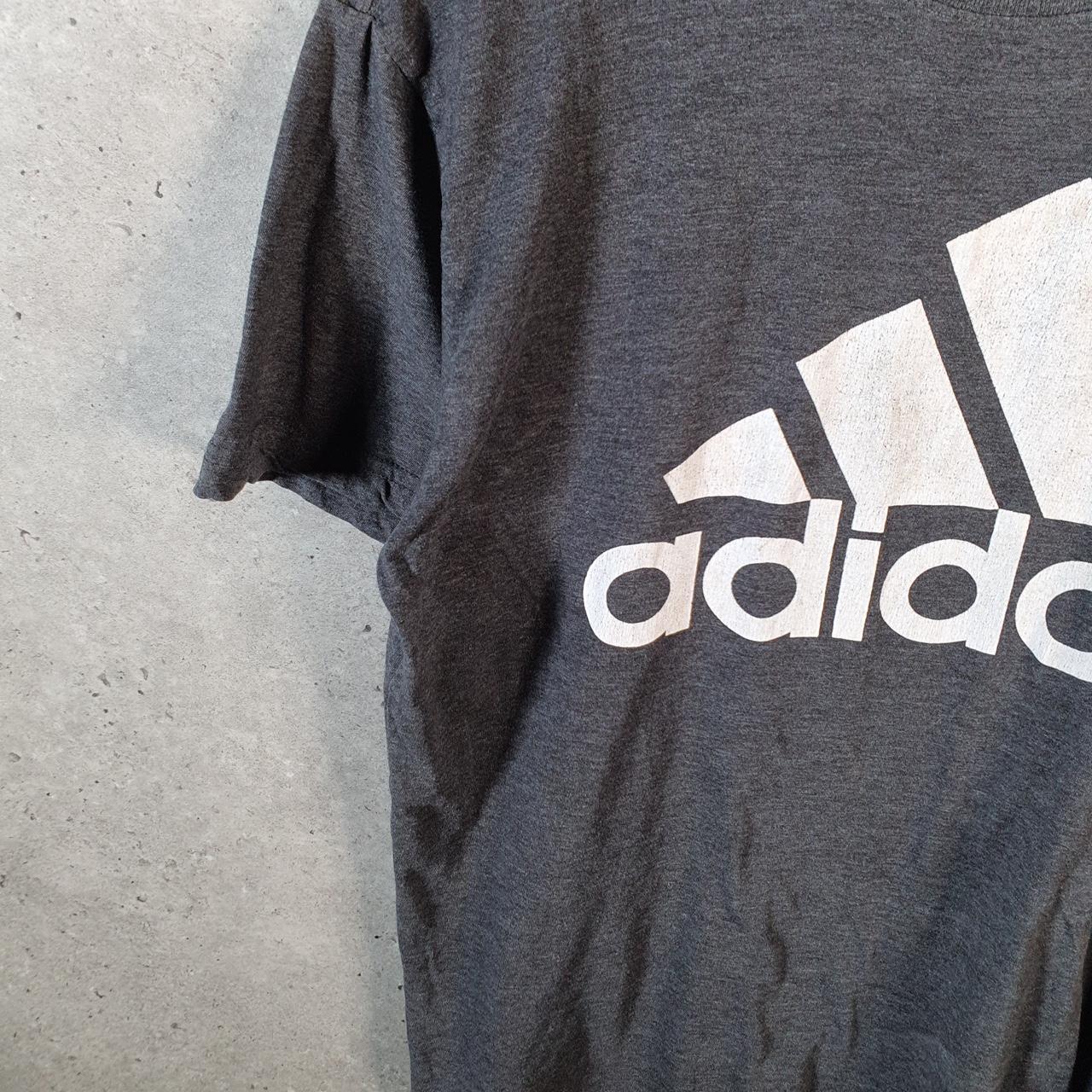 Vintage Adidas Spellout T Shirt Men’s Small Grey Three Stripes Logo Athletic