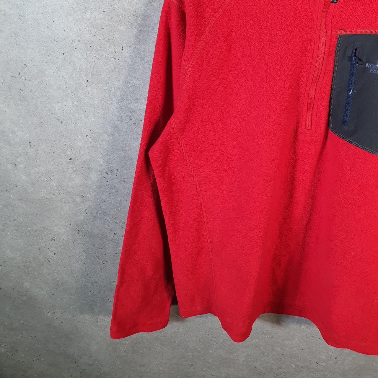 Vintage The North Face TNF Teddy Fleece Sweatshirt Mens Large 1/4 Zip Red Logo Winter