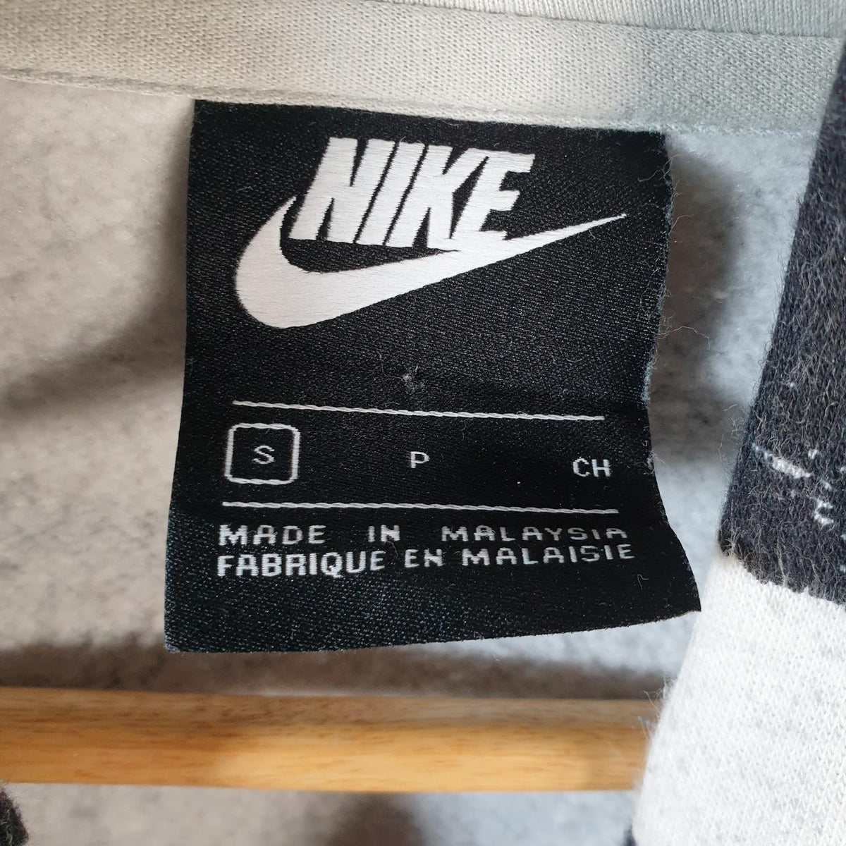 Vintage Nike Club All Over Print AOP Hoodie Men’s Small Black Swoosh Y2K Pullover