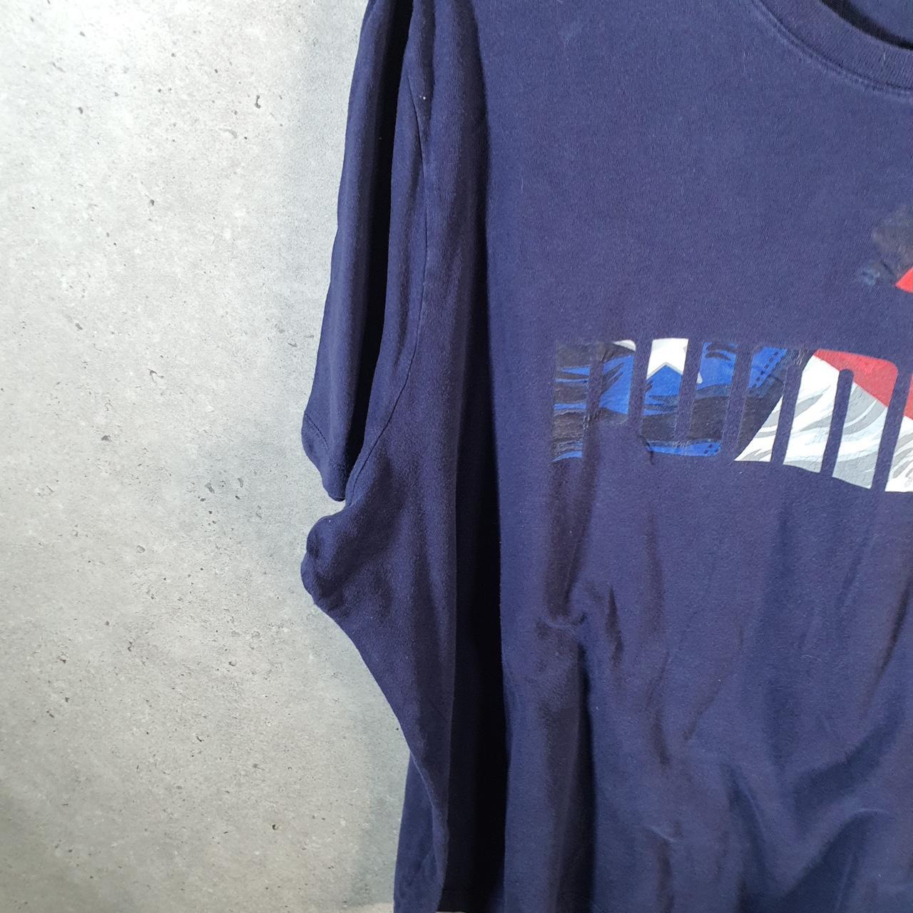 Vintage Puma Spellout T Shirt Men’s 2XL Navy Blue sports Logo Athletic