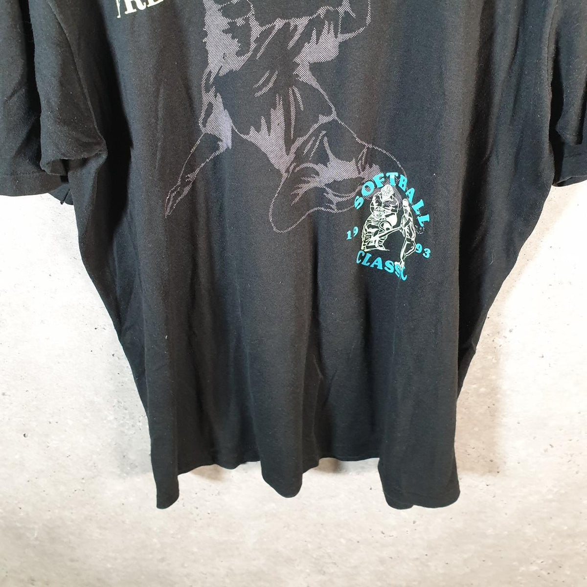 Vintage Jerzees USA 1993 Softball Single Stitch T Shirt Men’s XL Black Big Fish Vintage