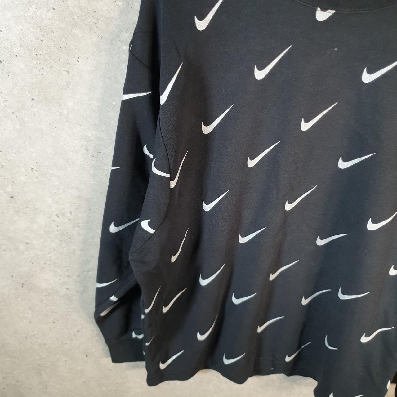 Vintage Nike All Over Print AOPA Sweatshirt Mens small Black Swoosh Y2K Pullover