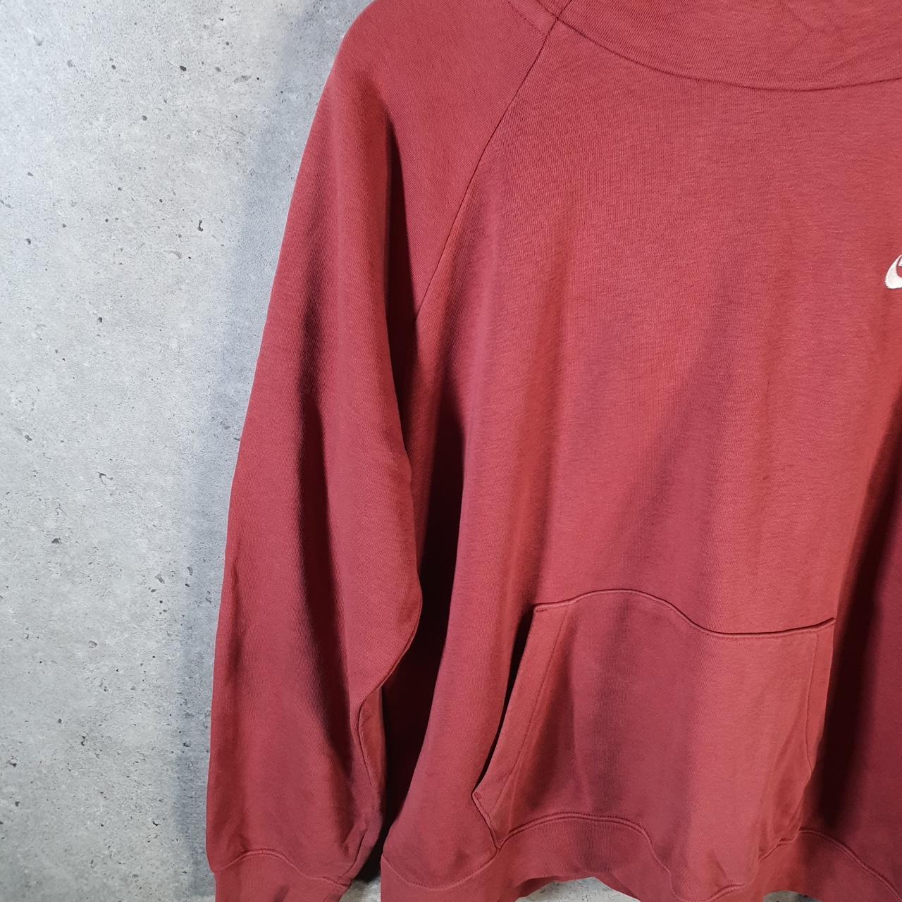 Vintage Nike Club Hoodie Womens Large Burgundy Red Swoosh Y2K Pullover Logo