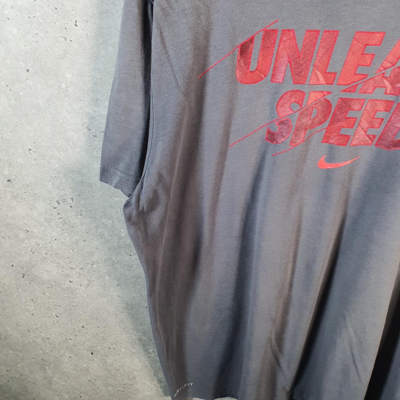Vintage Nike Dri Fit Unleash Speed T Shirt Men’s XL Grey Logo Swoosh Athletic