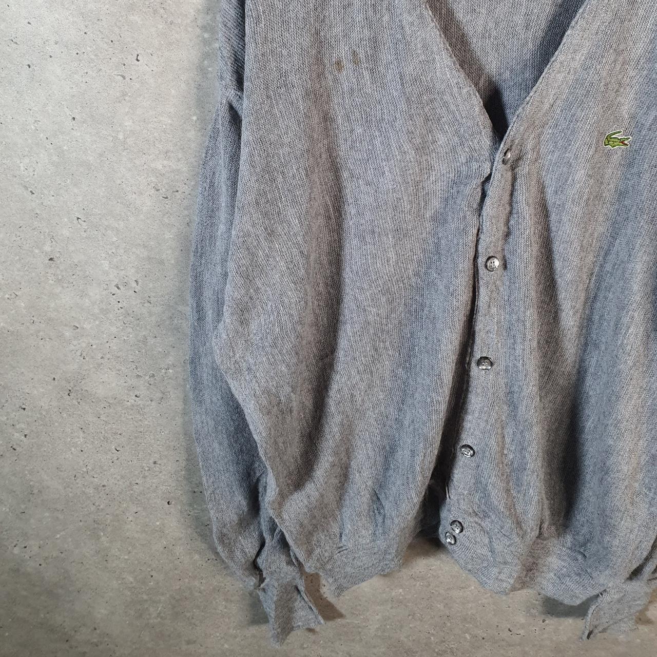Vintage Lacoste Izod Knit 90s Cardigan Men’s XL Grey Logo Y2K Jumper Logo