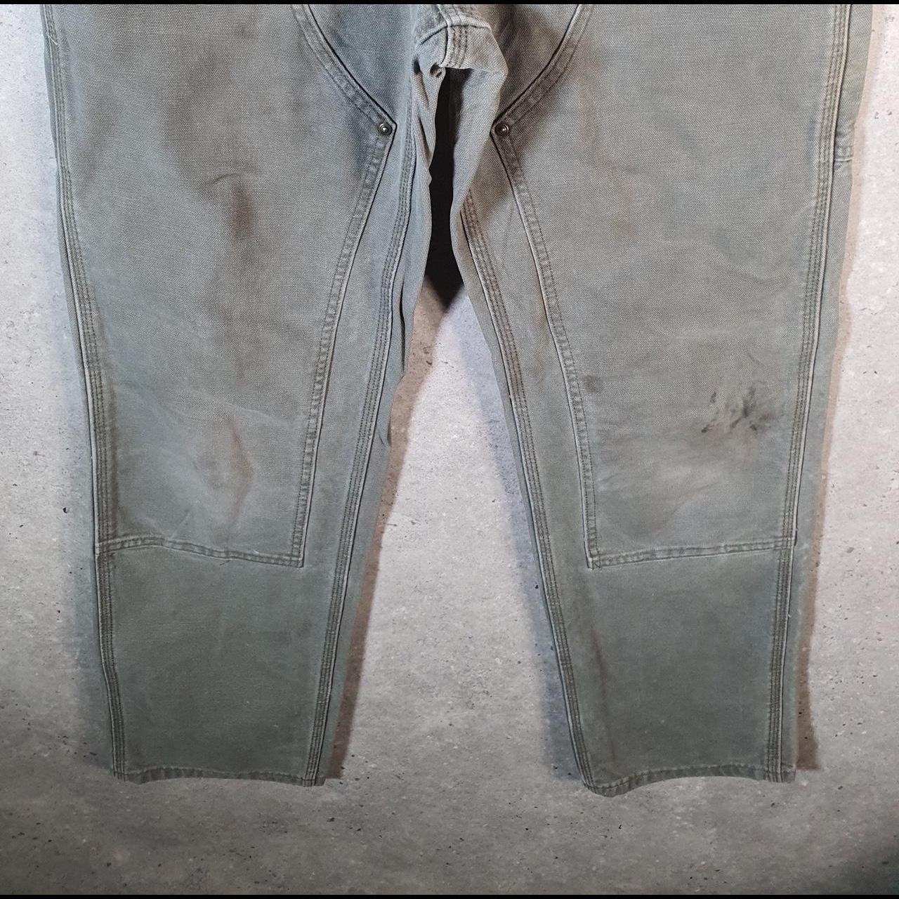 Vintage Carhartt Double Knee Carpenter Trousers Mens W30 L32 Khaki Green Dungaree Fit
