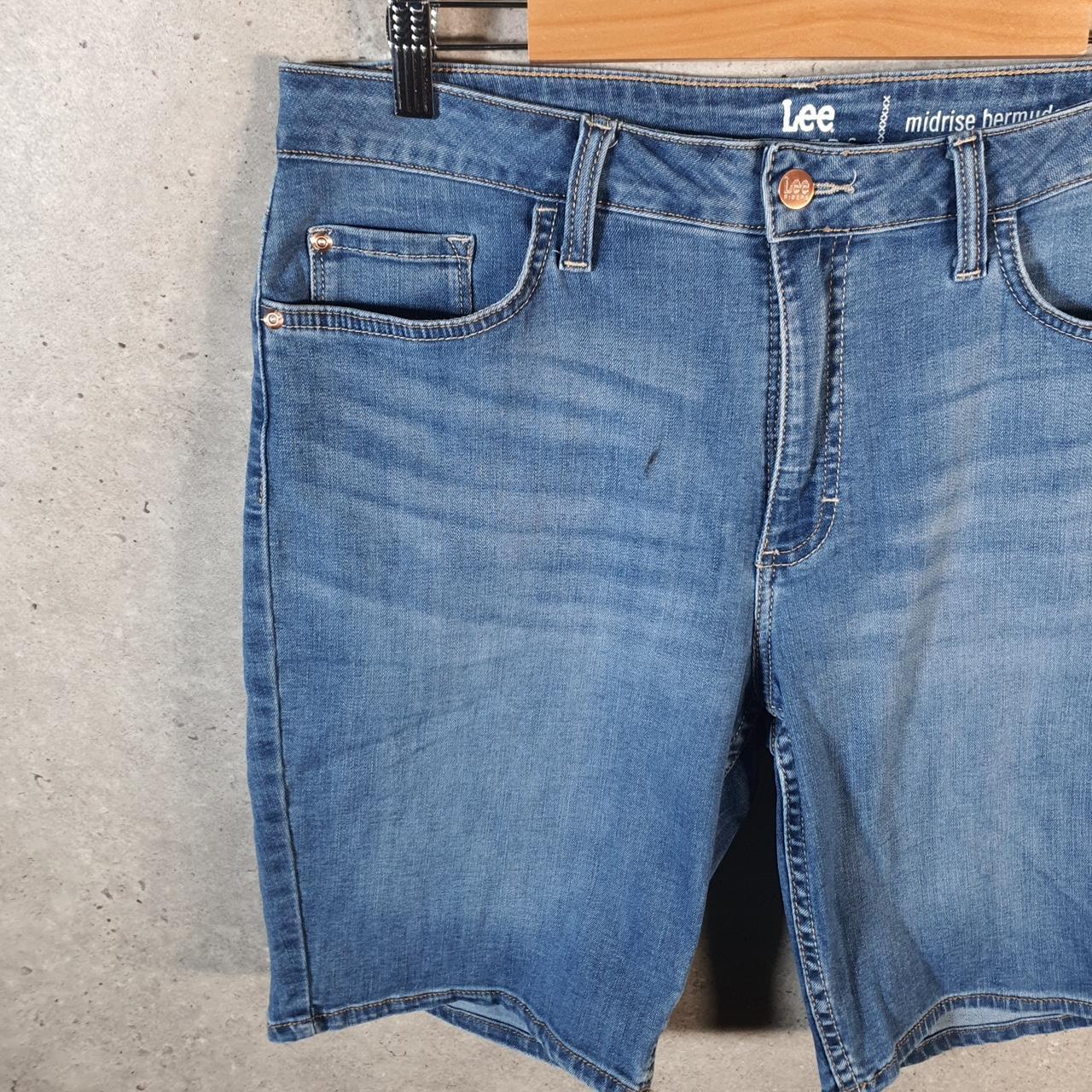Vintage Lee Baggy Shorts Jorts Cargo Womens W34 Blue Denim Relaxed Cargo