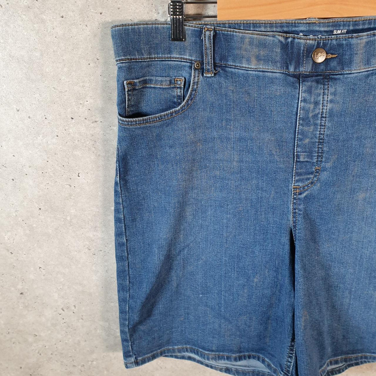 Vintage Lee Baggy Shorts Jorts Cargo Womens W38 Blue Relaxed Denim