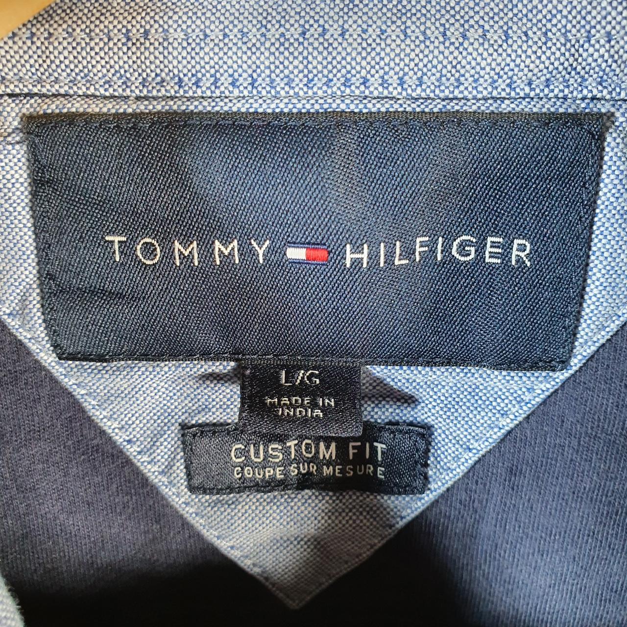 Vintage Tommy Hilfiger Polo Shirt Men’s Large Navy Blue Custom Fit Embroidered Logo