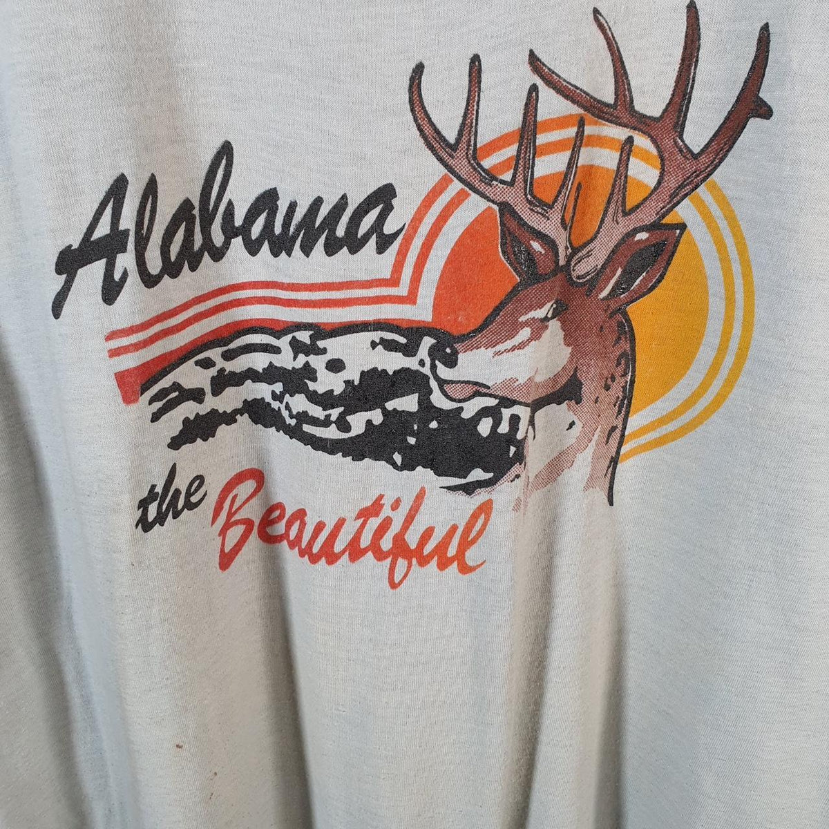 Vintage Screen Stars Alabama Reindeer Sunset 90s USA Single Stitch T Shirt Men’s XL Grey Big Fish Vintage