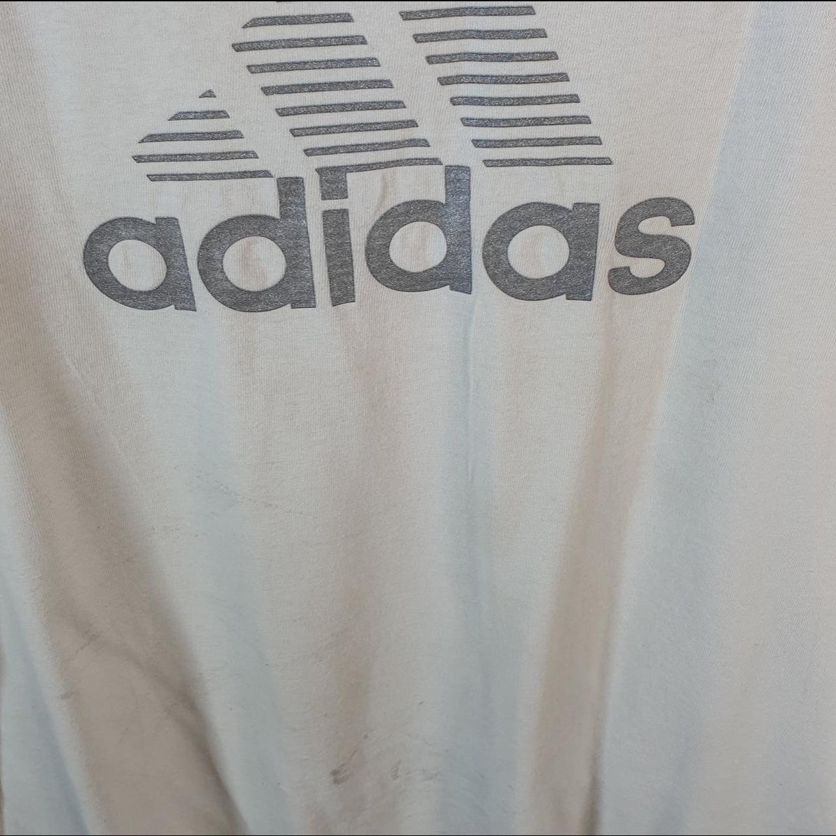Vintage Adidas Spellout T Shirt Shirt Men’s Medium White Logo Athletic C9668