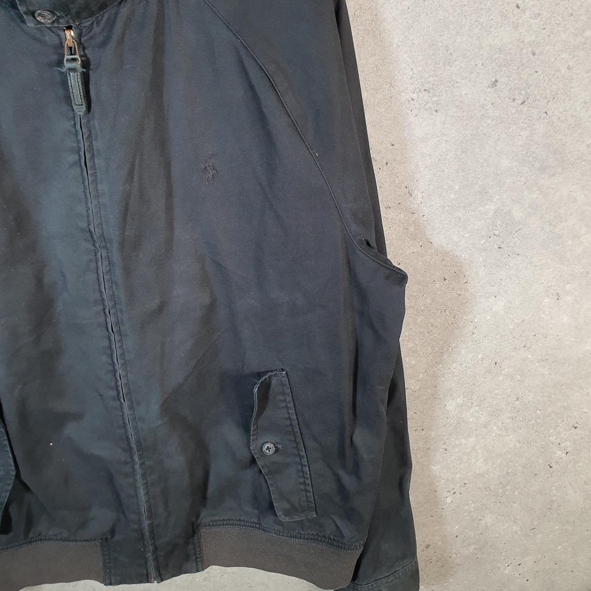 Vintage Ralph Lauren Polo Harrington Bomber Jacket Men’s Large Black Pony Full Zip Big Fish Vintage