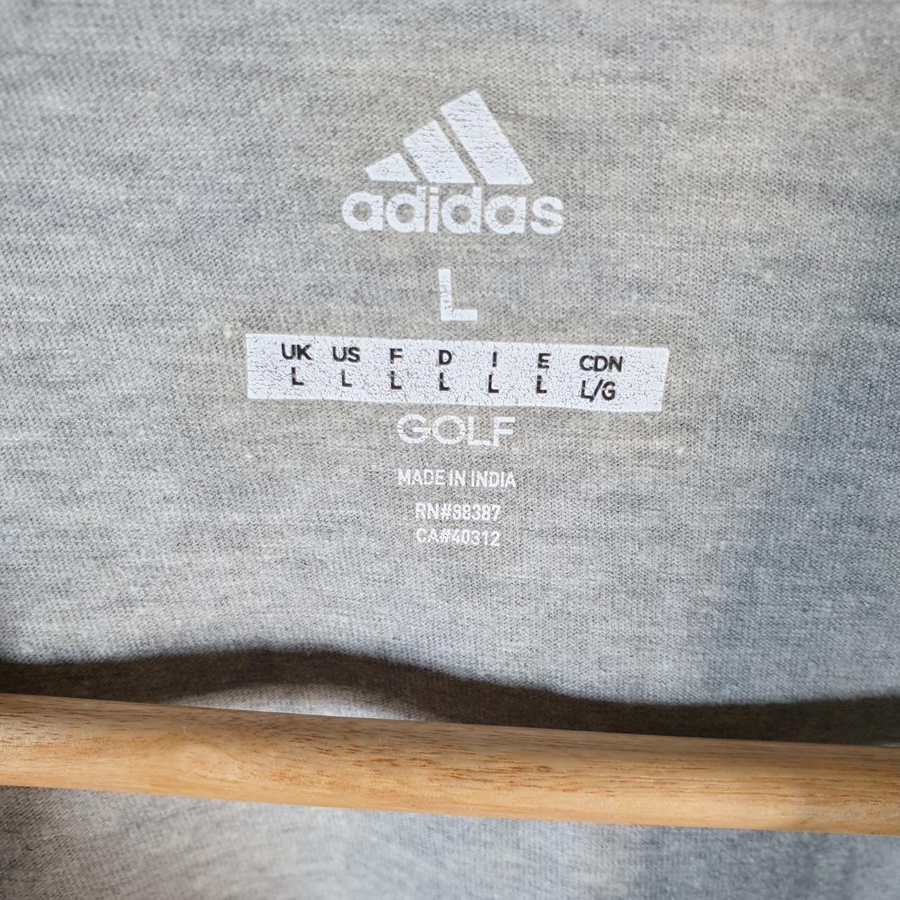 Vintage Adidas Golf T Shirt Men’s Large Grey Three Stripes Logo Athletic