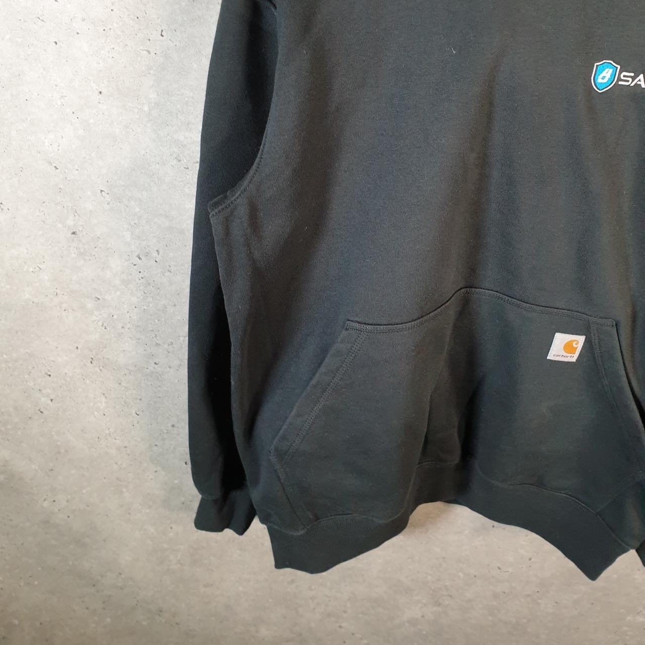 Vintage Carhartt Hoodie Mens Medium Black Pullover Blank Rain Defender USA Loose Fit