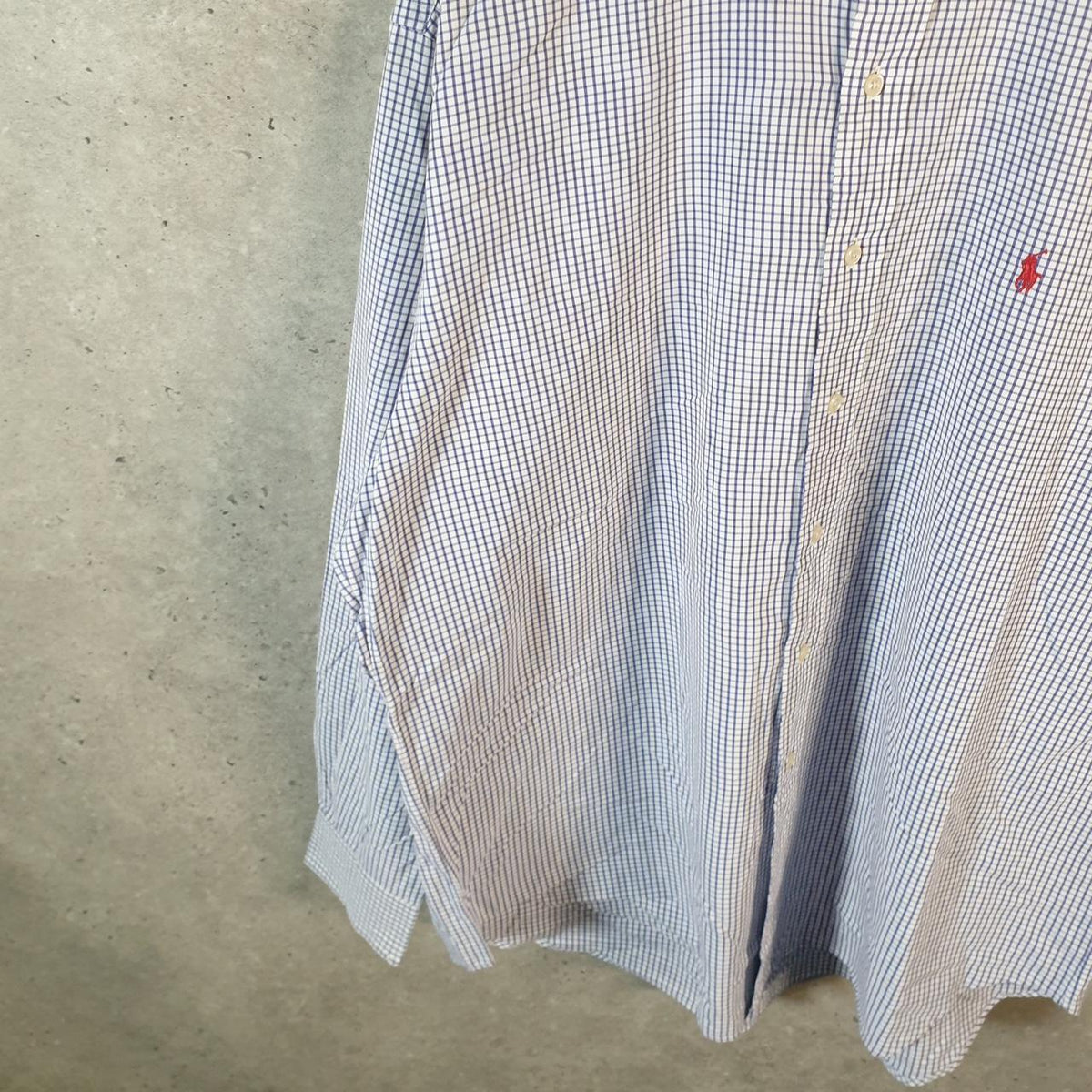 Vintage Ralph Lauren Button Down Shirt Men’s Large Blue Checkered Blake Cotton Pony