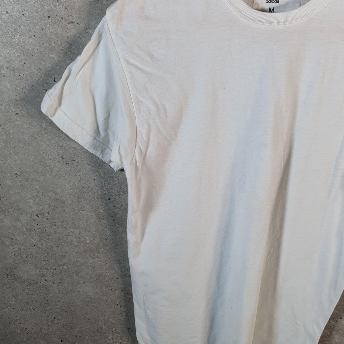 Vintage Adidas ClimaLite T Shirt Men’s Medium White Three Stripes Blank Athletic