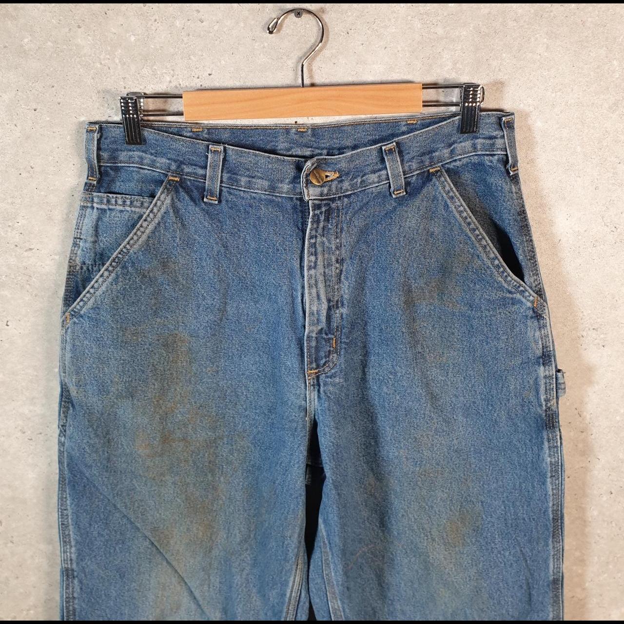 Vintage Carhartt Workwear Carpenter Jeans Mens W32 L32 Blue Denim Original Fit USA