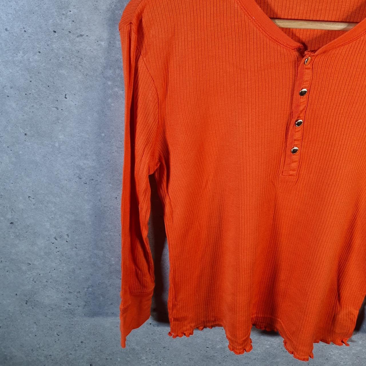 Vintage Ralph Lauren Polo Knit Sweater Womens Large Orange 1/4 Button Cotton Pullover