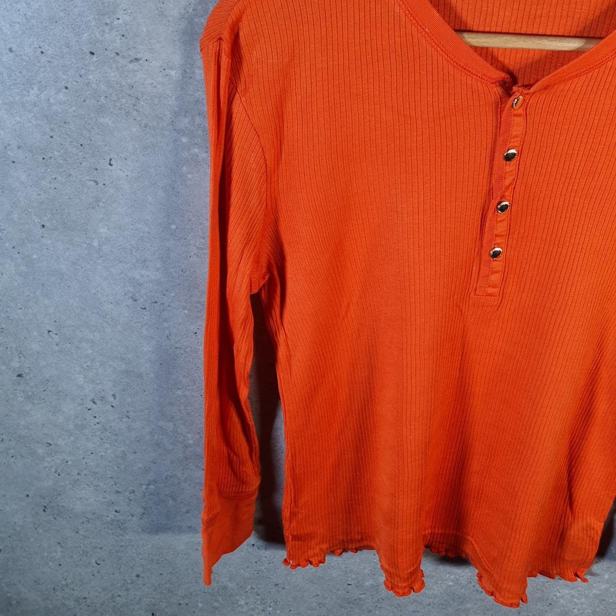 Vintage Ralph Lauren Polo Knit Sweater Womens Large Orange 1/4 Button Cotton Pullover