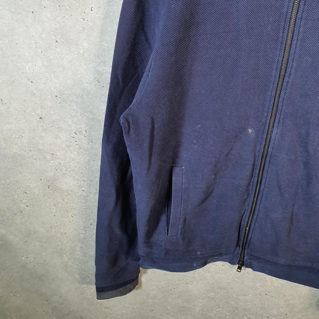 Vintage Lacoste Knit Sweater Mens Medium Navy Blue Full Zip Y2K Jumper Logo