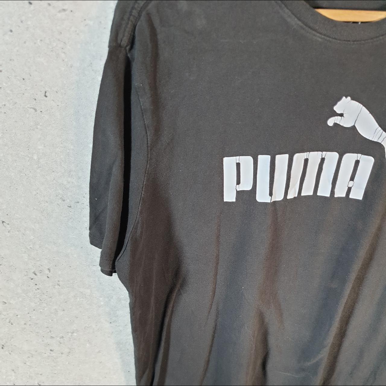 Vintage Puma Spellout T Shirt Mens Large Black sports Logo Athletic